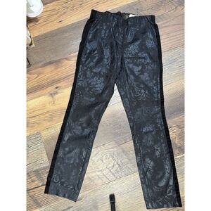 Anthropologie The Essential Skinny Pants Black Foil Damask Print 25" - Size 2